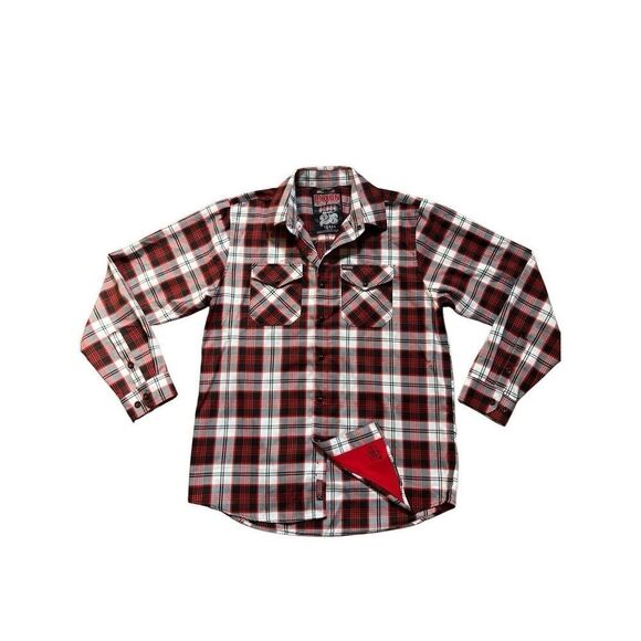 Dixxon Flannel Klock Werks 25 Year Limited Edition Red White Plaid Men’s L Snap - Picture 12 of 12